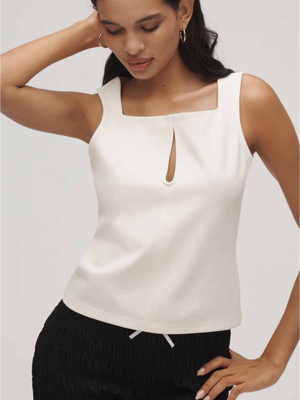 Maeve Cream Sleeveless Keyhole Top